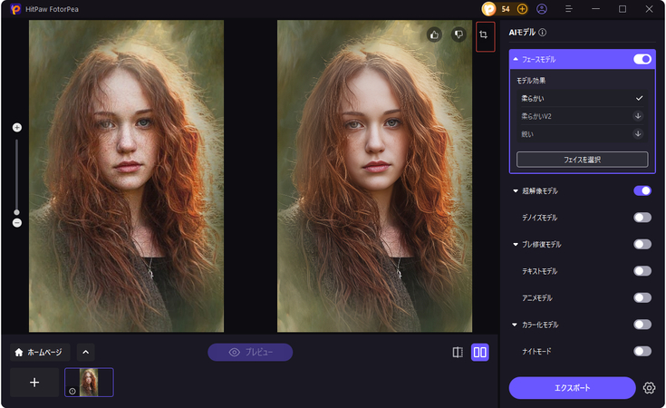 拡大して画像を確認する操作画面
