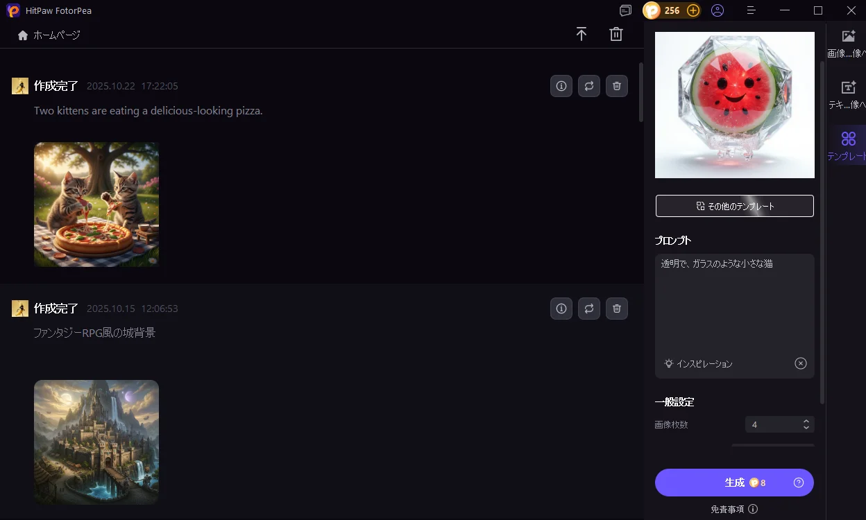 プロンプトを入力