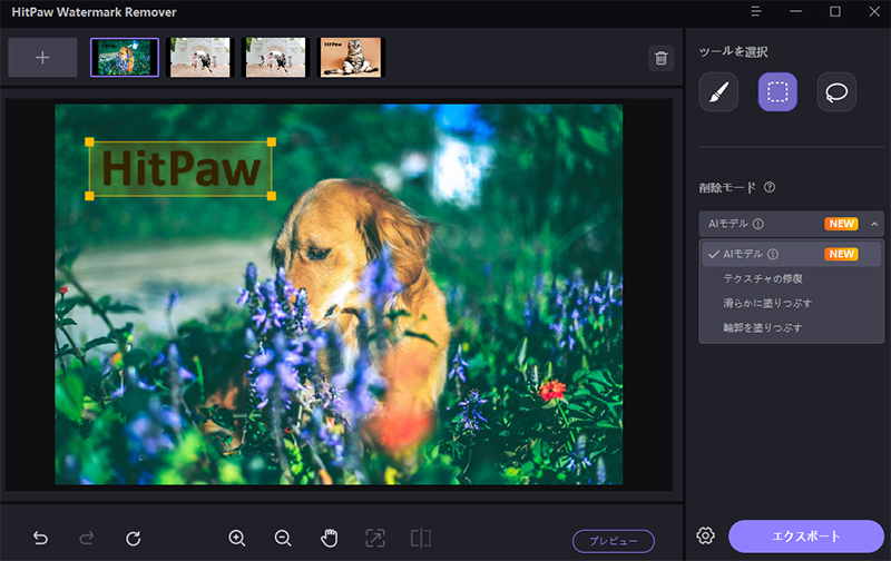 HitPaw Watermark Remover 画像ウォーターマーク消す