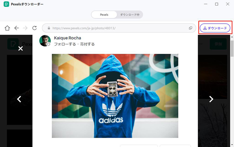 pexelsの写真を1枚ダウンロード