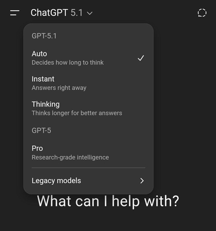 GPT-5.1新機能：「GPT-5.1 Instant」と「GPT-5.1 Thinking」