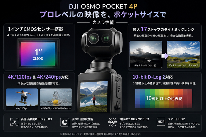DJI Osmo Pocket 4Pカメラ性能