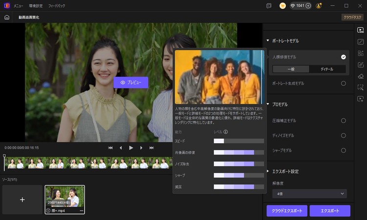 ポートレートモデルを使用