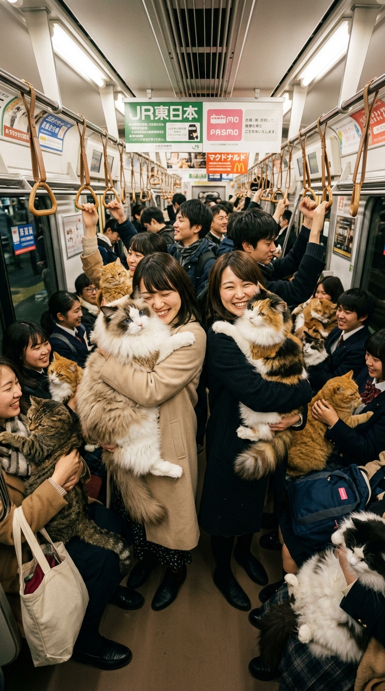 猫 満員電車