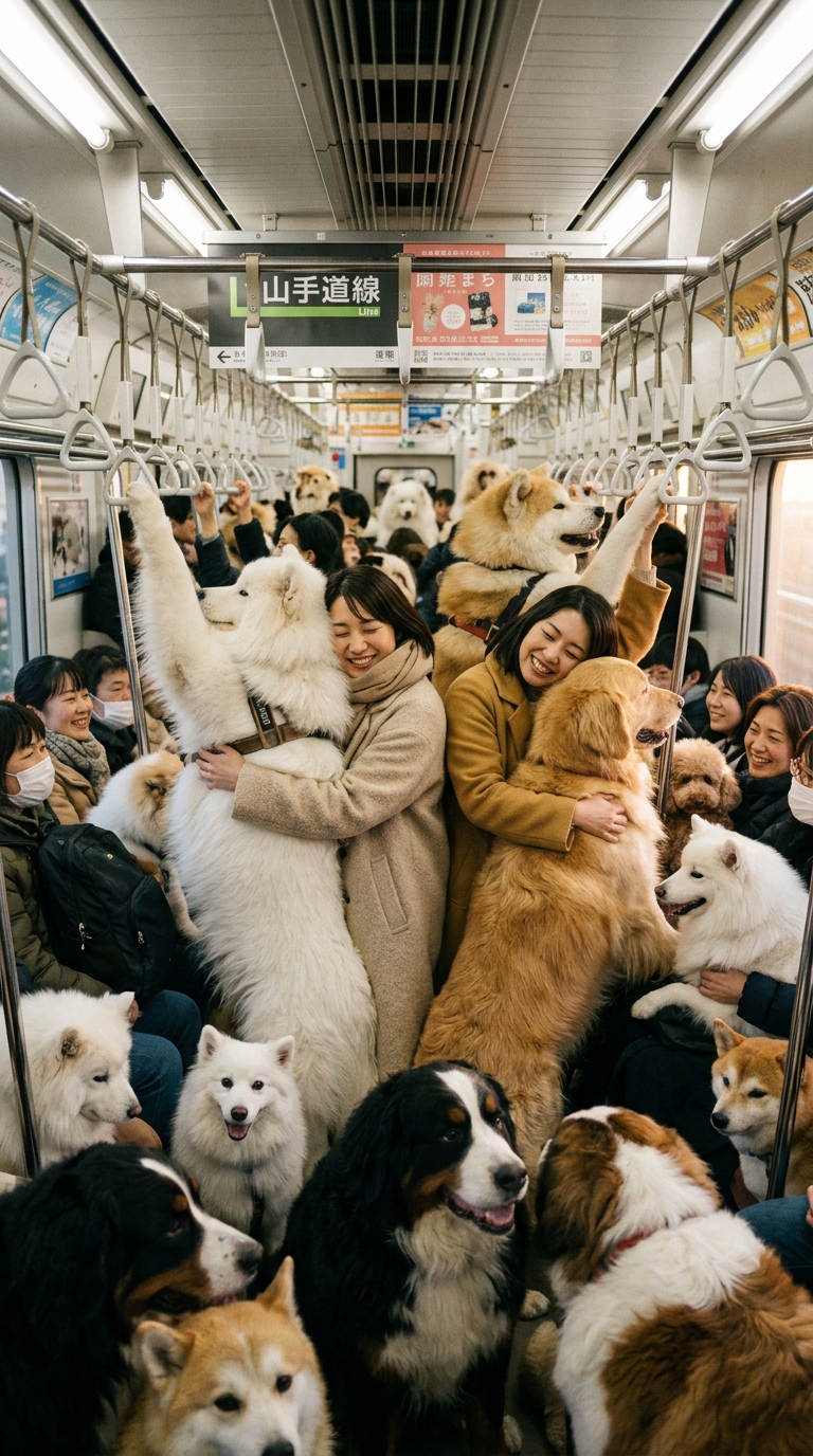 犬 満員電車