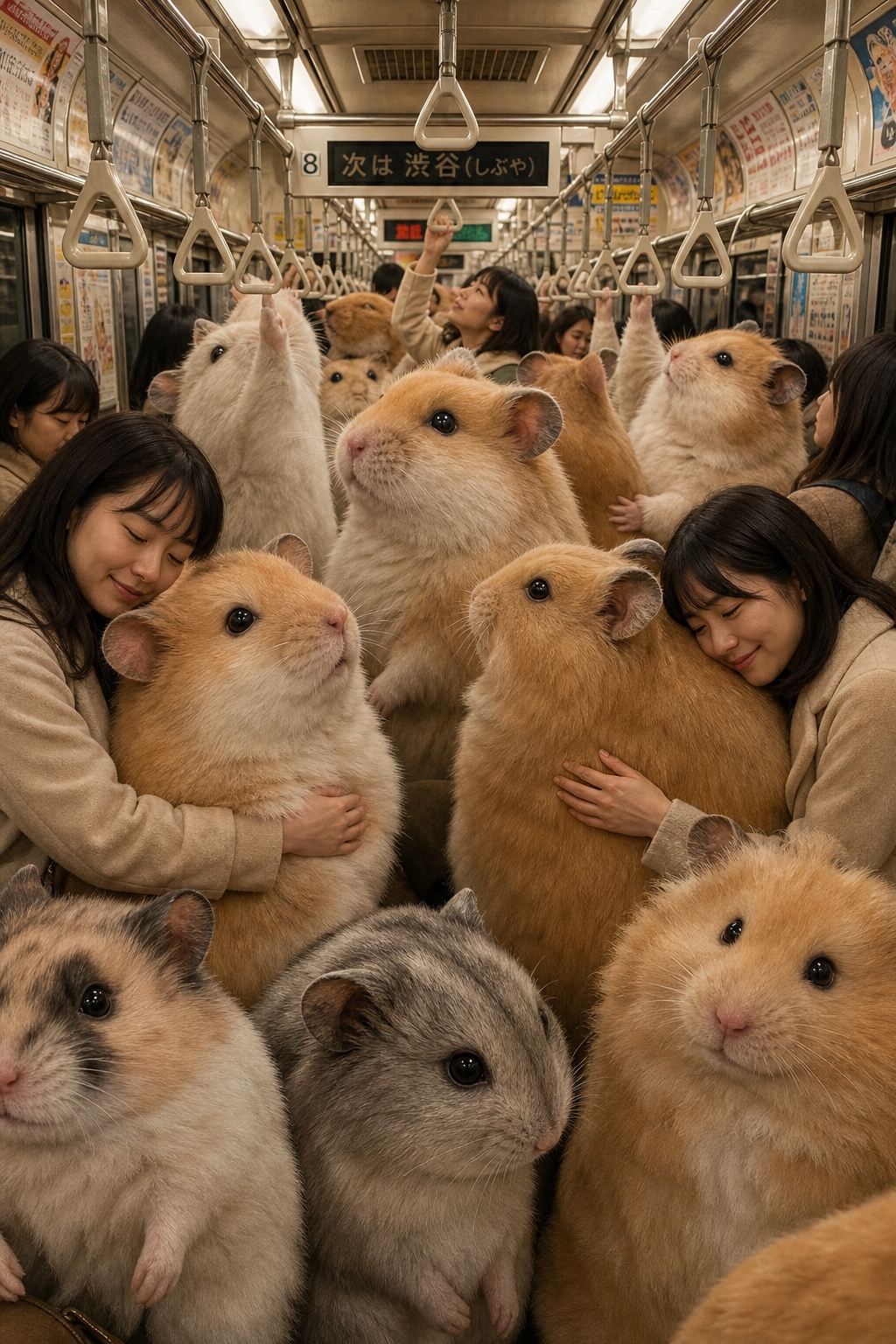 ハムスター 満員電車