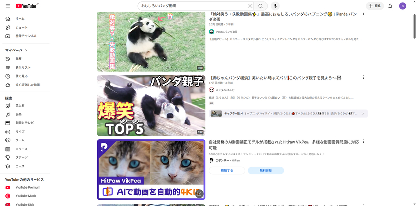おもしろいパンダ動画サイト1
