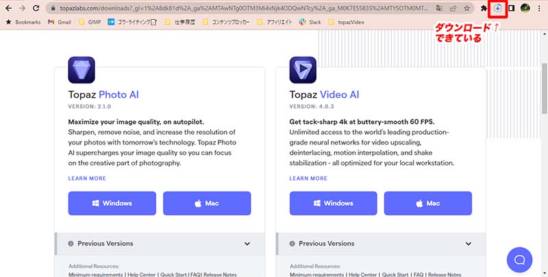 Topaz Video AIのインストーラーを見つける
